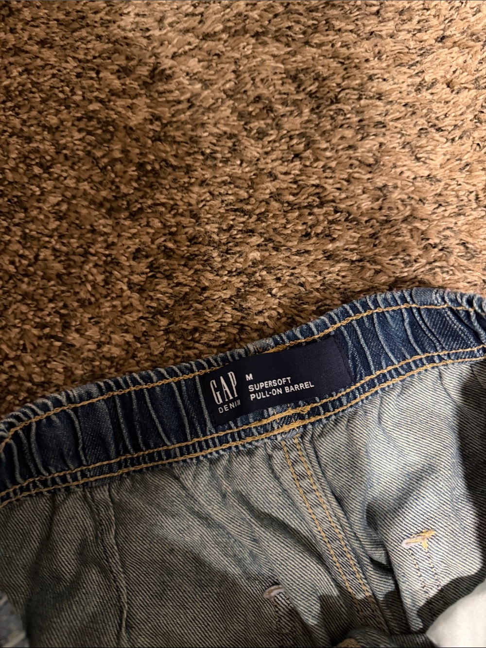 GAP Blue Floral Chambray Barrel Pants - Picture 2 of 3